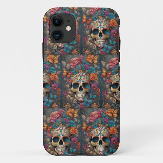 Dia de los Muertos：砂糖カラフルスカルパターン Case-Mate iPhoneケース (裏面)