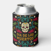Dia de los Muertos、砂糖スカル。 缶クーラー (缶正面)