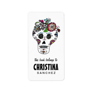 Dia de Los Muertos、砂糖スカル、蔵書票 ラベル