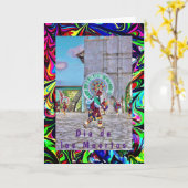 Dia de los Muertos, 5" x 7"折り畳みグリーティングカード カード (黄色い花)
