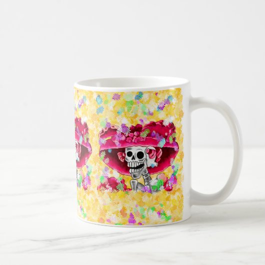 Dia De Los Muertos Calavera Catrina in Red コーヒーマグカップ (右)