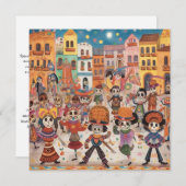 「Dia de los Muertos」、Calavera Galleryカラフル(カラベラ) 招待状 (正面/裏面)