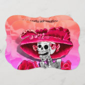 Dia de los Muertos Calavera in Red Hat 招待状 (正面/裏面)