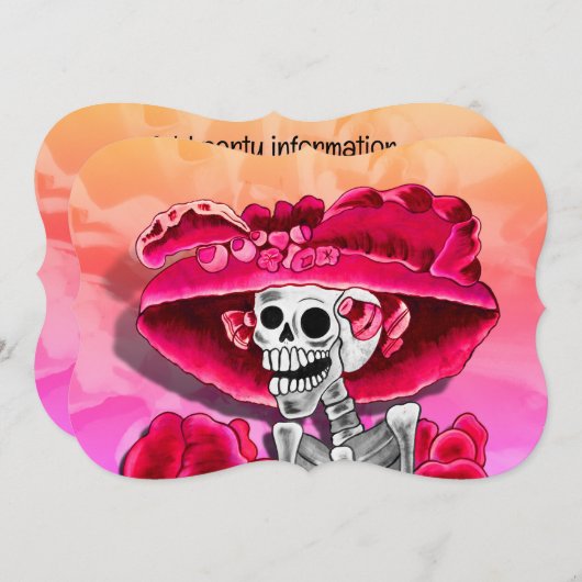 Dia de los Muertos Calavera in Red Hat 招待状 (正面/裏面)