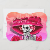 Dia de los Muertos Calavera in Red Hat 招待状 (正面)