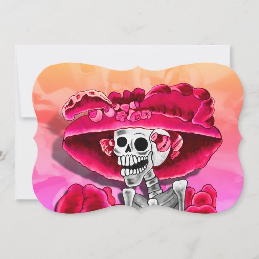 Dia de los Muertos Calavera in Red Hat 招待状 (正面)