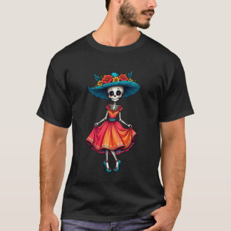Dia de Los Muertos - Calavera La Catrina Skeleton  Tシャツ