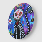 Dia de los Muertos Cat El Gato Lover ラージ壁時計 (傾斜)