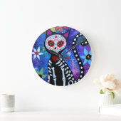 Dia de los Muertos Cat El Gato Lover ラージ壁時計 (ホーム)