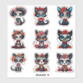 Dia de Los Muertos Cat Stickers - Set of 9 シール (シート)