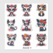 Dia de Los Muertos Cat Stickers - Set of 9 シール (シート)