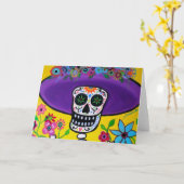 DIA DE LOS MUERTOS CATRINA カード (黄色い花)