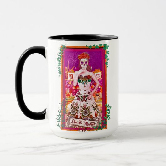 Dia de los Muertos Catrina with Purple & Green マグカップ (左)
