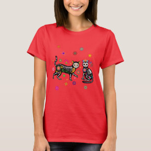 Dia De Los Muertos Cats Tシャツ