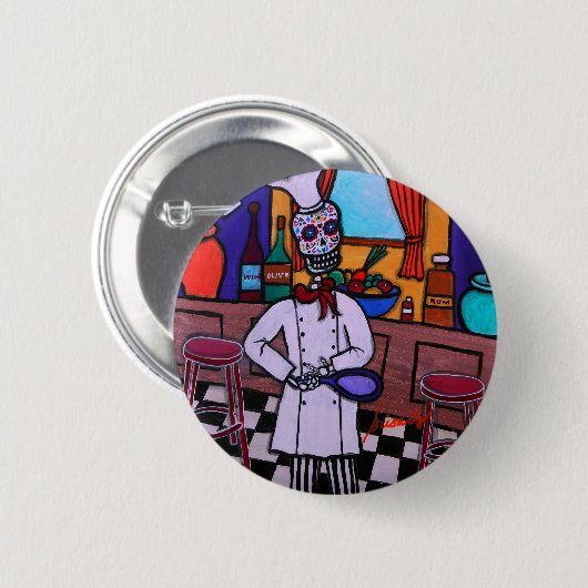 Dia de los Muertos Chef 缶バッジ (正面&裏面)