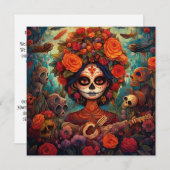 Dia de los Muertos (Day of the Dead)ギター 招待状 (正面/裏面)