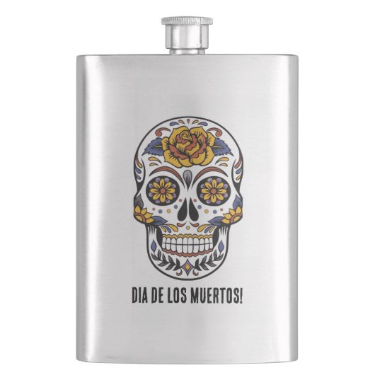 Dia de los Muertos (Day of the Dead)クラシックFlask フラスク (正面)