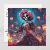 Dia de los Muertos (Day of the Dead)スケルトン 招待状 (正面/裏面)
