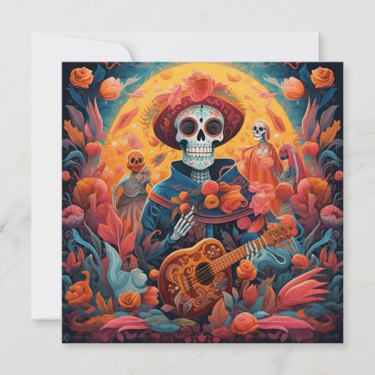 Dia de los Muertos (Day of the Dead)男性骨格 招待状 (正面)