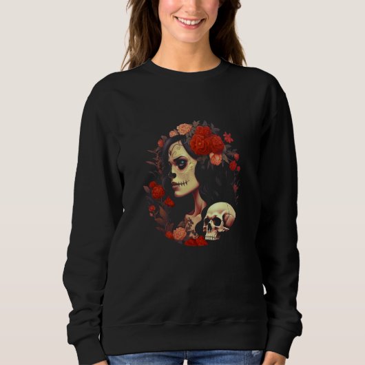 Dia De Los Muertos Day of The Dead La Catrina 1 スウェットシャツ (正面)