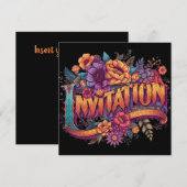 Dia de los Muertos Floral 招待状 (正面/裏面)