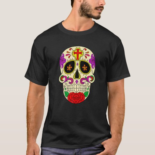 Dia De Los Muertos Flower Flower Mask Skull Premiu Tシャツ (正面)