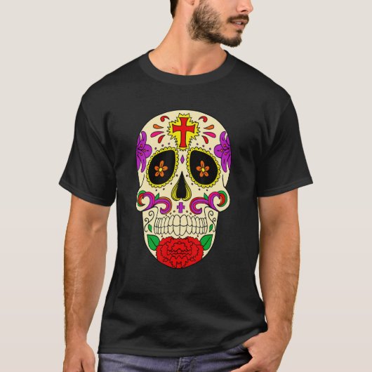 Dia De Los Muertos Flower Flower Mask Skull Tシャツ (正面)