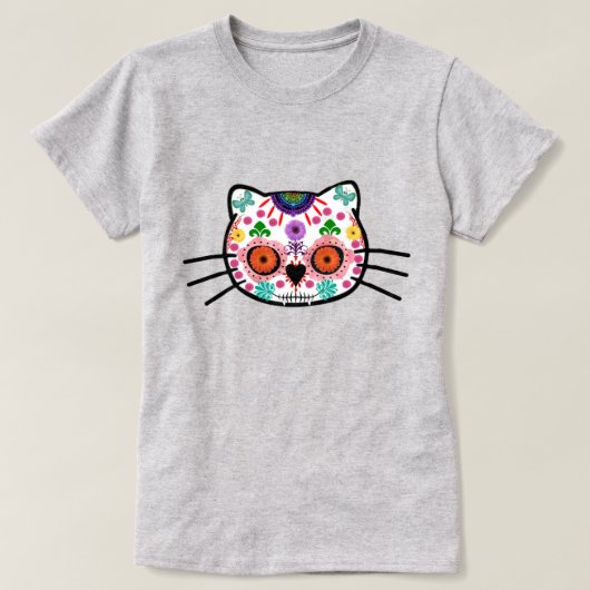 Dia de los Muertos Kitten Catハロウィーン Tシャツ (デザイン正面)