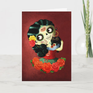 Dia de Los Muertos Lovelyののメキシコ人のCatrinaの女の子 カード