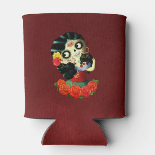 Dia de Los Muertos Lovelyののメキシコ人のCatrinaの女の子 缶クーラー
