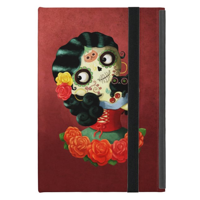 Dia de Los Muertos Lovelyののメキシコ人のCatrinaの女の子 iPad Mini ケース (正面(閉時))