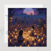 Dia de los Muertos "Marigold Meadows"墓地 招待状 (正面/裏面)