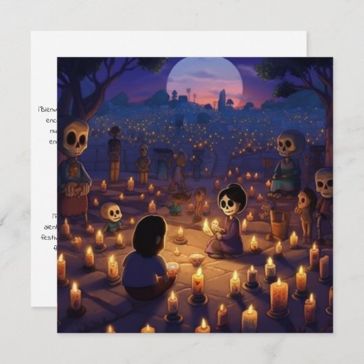 Dia de los Muertos "Marigold Meadows"墓地 招待状 (正面/裏面)