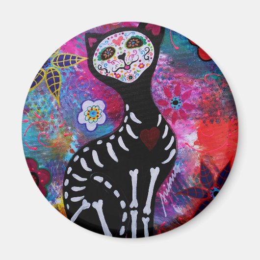 Dia de los Muertos Meow Cat by Prisarts マグネット (正面)