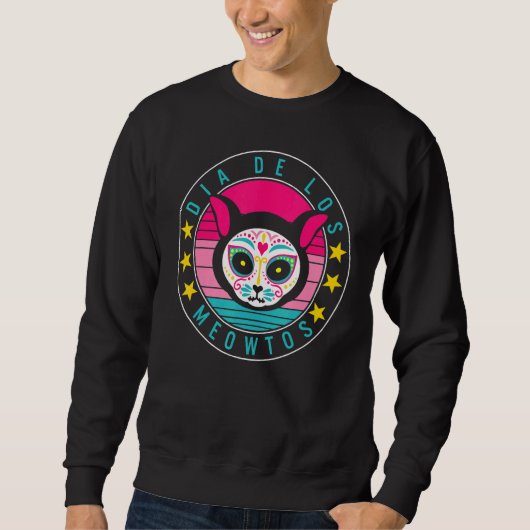 Dia De Los Muertos Meowtos Cat Sugar Skull Mexico  スウェットシャツ (正面)