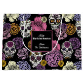 Dia de los Muertos Mexican砂糖スカル&花 ラージペーパーバッグ (正面)