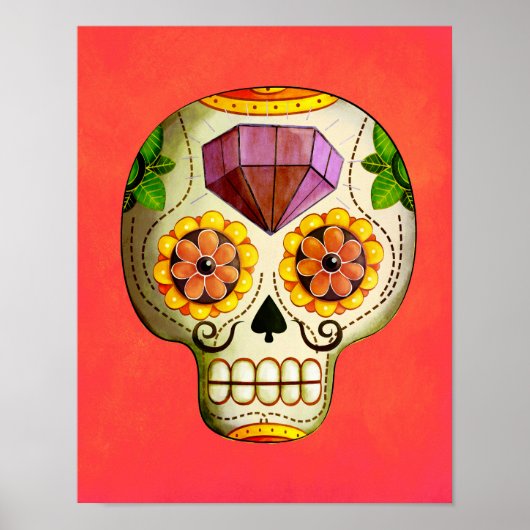 Dia de Los Muertos Mexican Sugar Skull ポスター (正面)