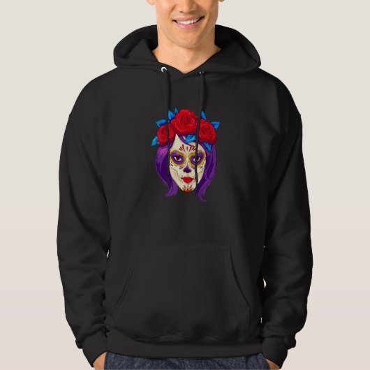 Dia De Los Muertos Mexico Women's Mask La Catrina  パーカ (正面)
