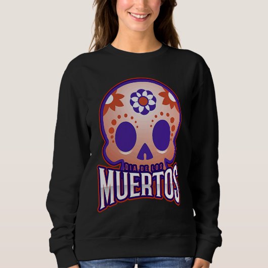 Dia de los muertos Modern colourful Skull スウェットシャツ (正面)