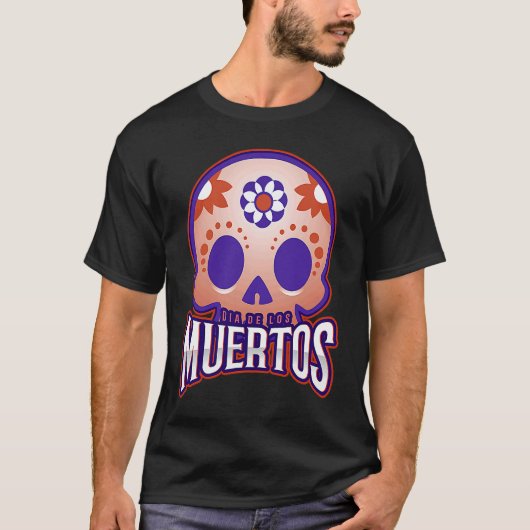 Dia de los muertos Modern colourful Skull Tシャツ (正面)