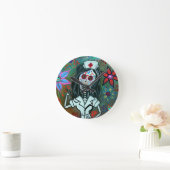 Dia de los Muertos Nurse RNの絵画 ラウンド壁時計 (ホーム)