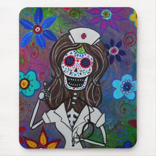 Dia de los Muertos Nurse RN マウスパッド (正面)