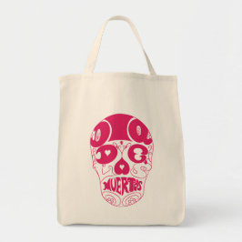 Dia De Los Muertos Pinkのスカルのトート トートバッグ