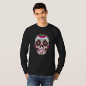 Dia De Los Muertos Pink Elements Skull Mask Premiu Tシャツ (正面フル)