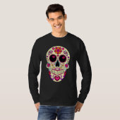 Dia De Los Muertos Pink Hearts Mask Skull Tシャツ (正面フル)