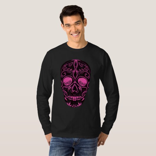 Dia De Los Muertos Pink Skull Mask Tシャツ (正面フル)