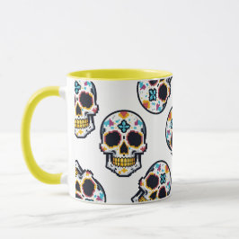Dia De Los Muertos Pixelated Skull Pattern マグカップ