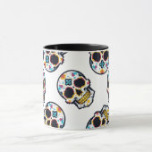 Dia De Los Muertos Pixelated Skull Pattern マグカップ (中央)