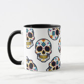 Dia De Los Muertos Pixelated Skull Pattern マグカップ (左)