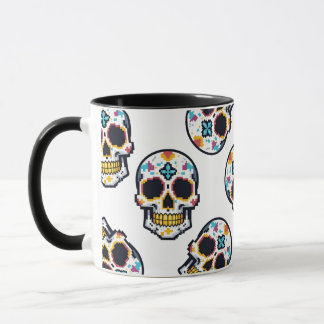 Dia De Los Muertos Pixelated Skull Pattern マグカップ